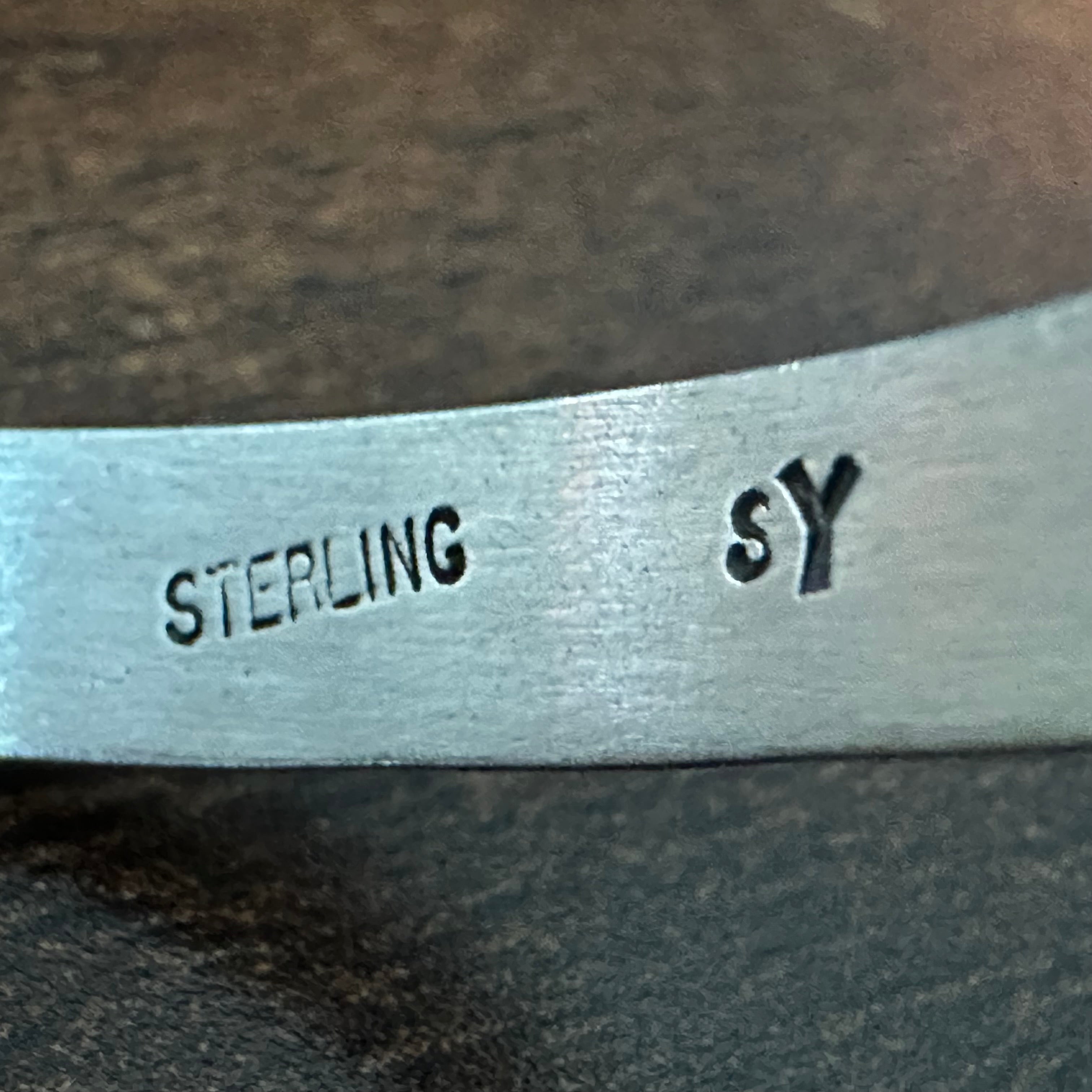 Navajo Samuel Yellowhair Golden Hills Turquoise Sterling Hand Stamped Cuff