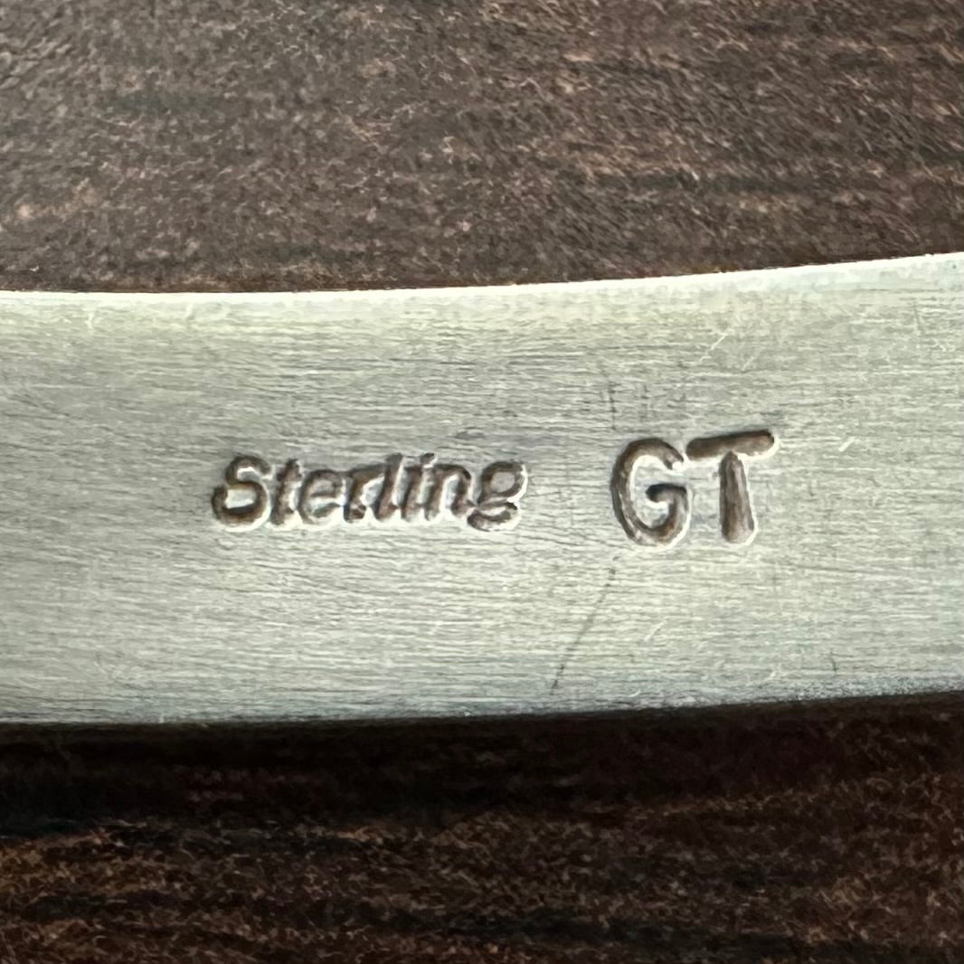GT Signed Turquoise Sterling Inlay Stacker Cuff