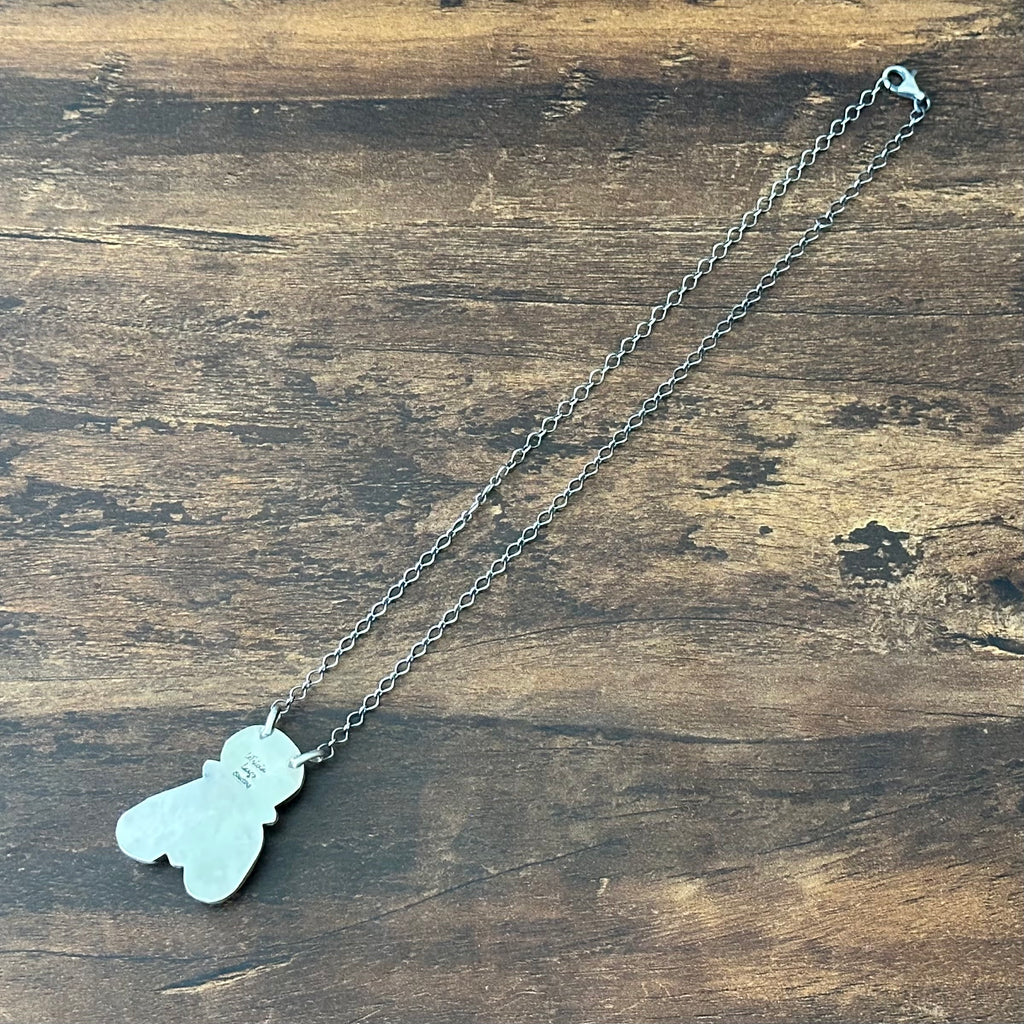 Navajo LeTricia Largo Mine #8 Turquoise 3 Stone Sterling Raindrop Pendant Necklace
