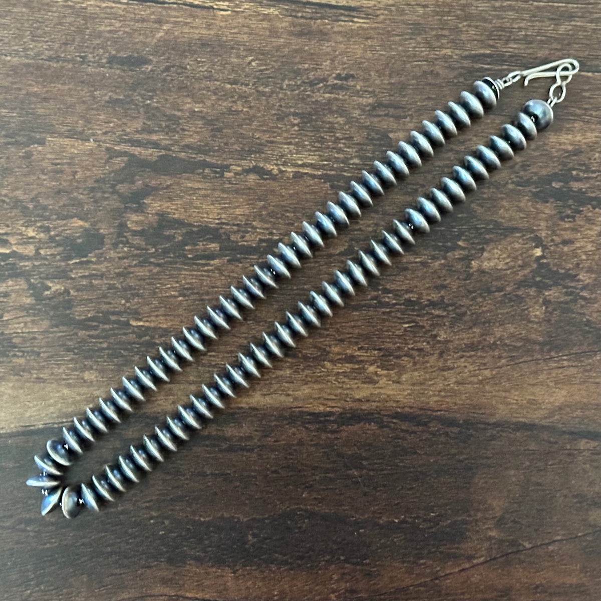 Navajo Bryannen Halwood Handmade Sterling Oxidized Saucer Beads