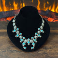 Running Bear Trading Turquoise 18 Stone Diamond Fleur De Lis Naja Necklace