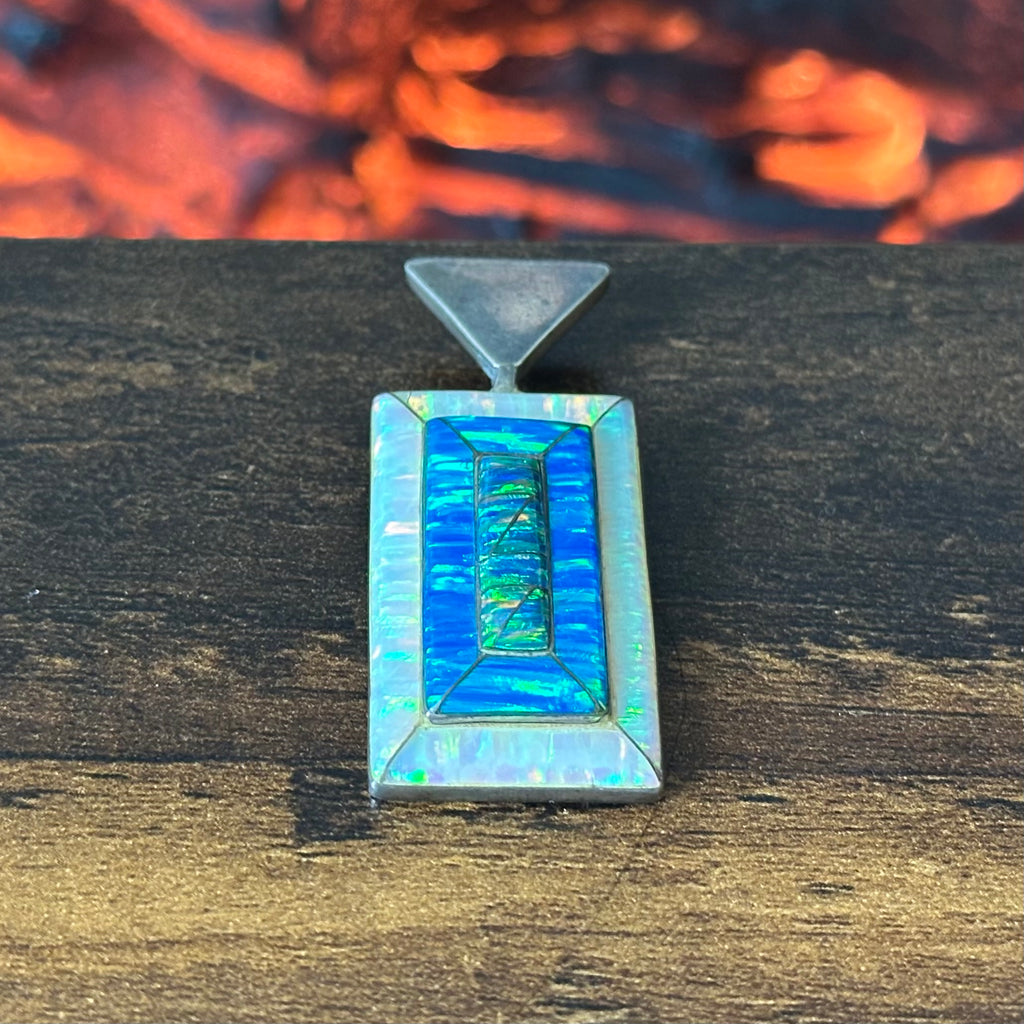 RL Signed Opal Sterling Inlay Pendant