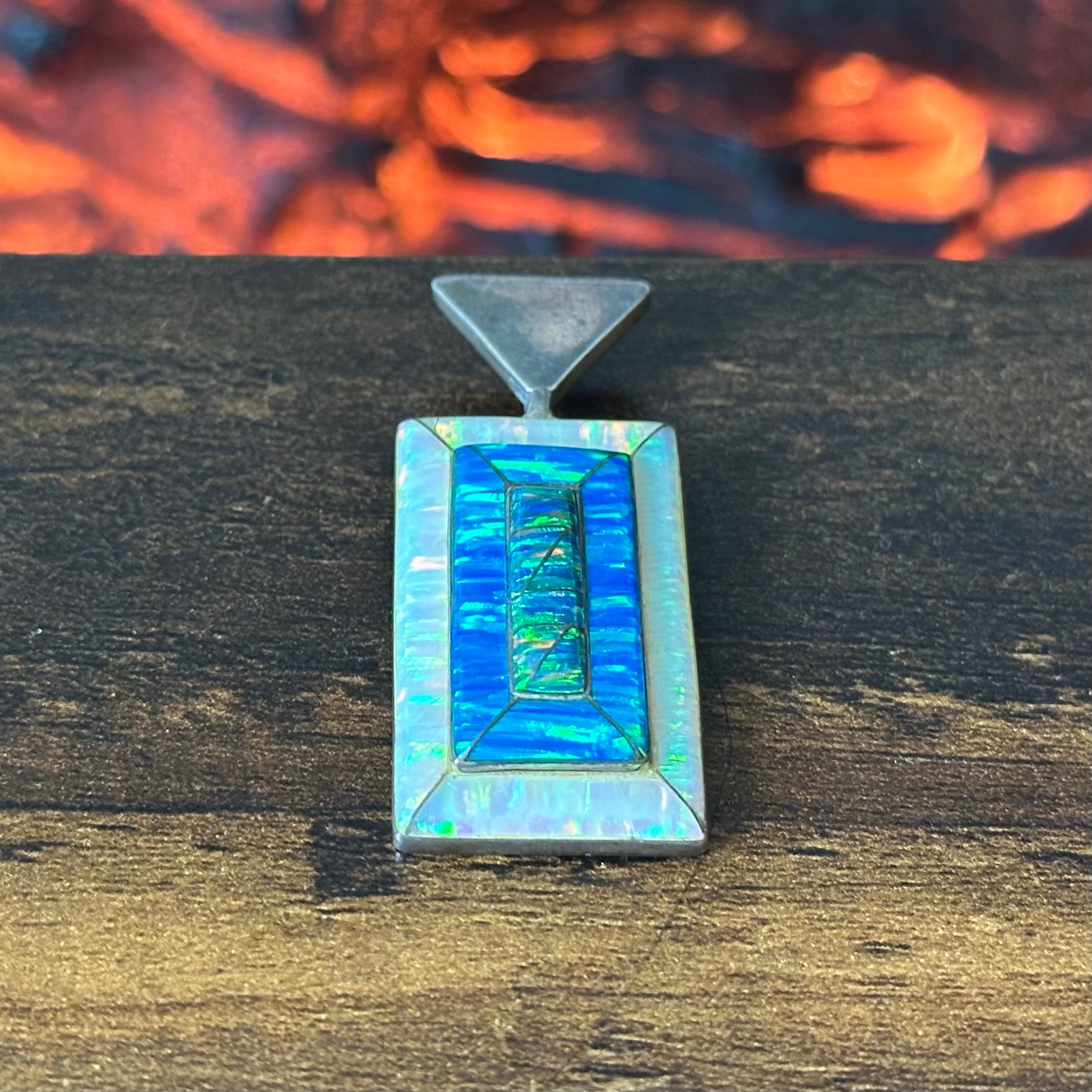 RL Signed Opal Sterling Inlay Pendant
