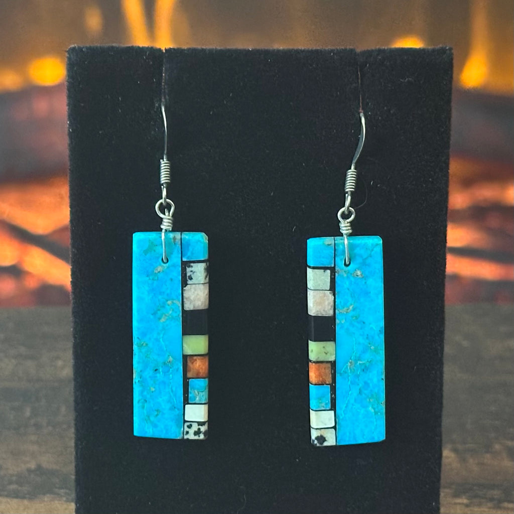 Turquoise Multi-Stone Slab Dangle Earrings