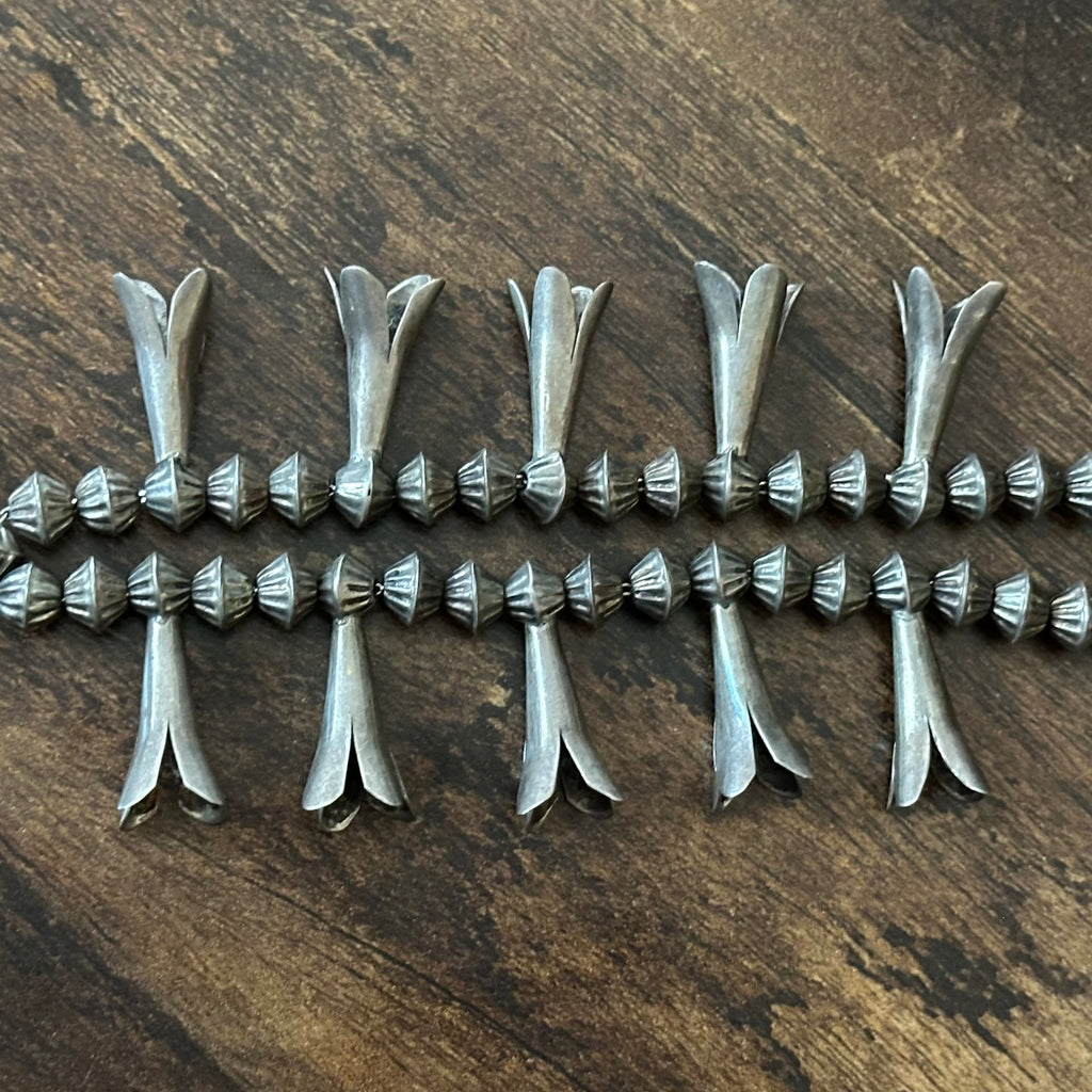 Vintage Navajo Eugene T. Becenti Sterling Fluted Bead Squash Blossom