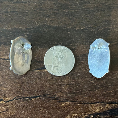 Charoite Sterling Shadowbox Raindrop Stud Earrings