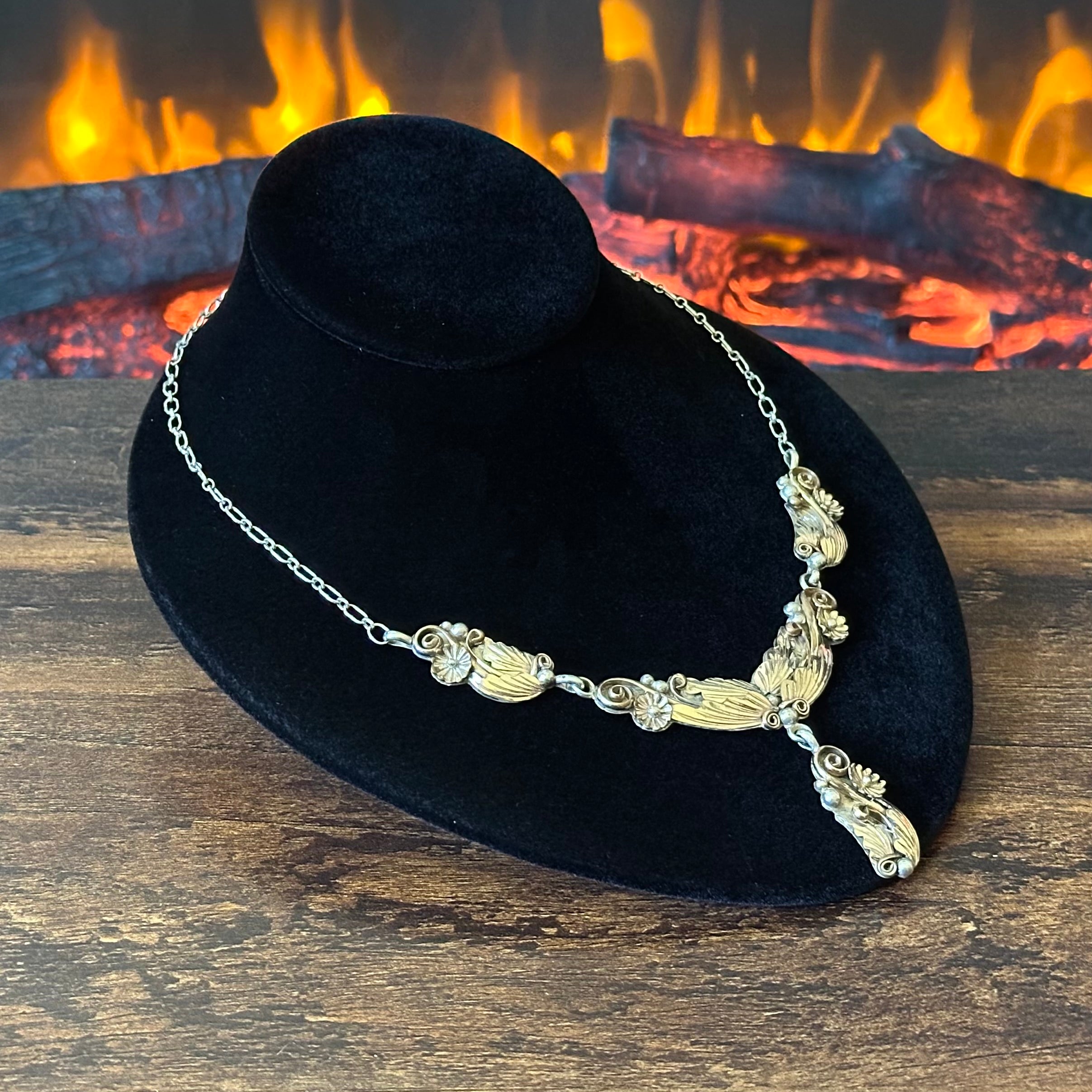 Sterling Ornate Floral Necklace