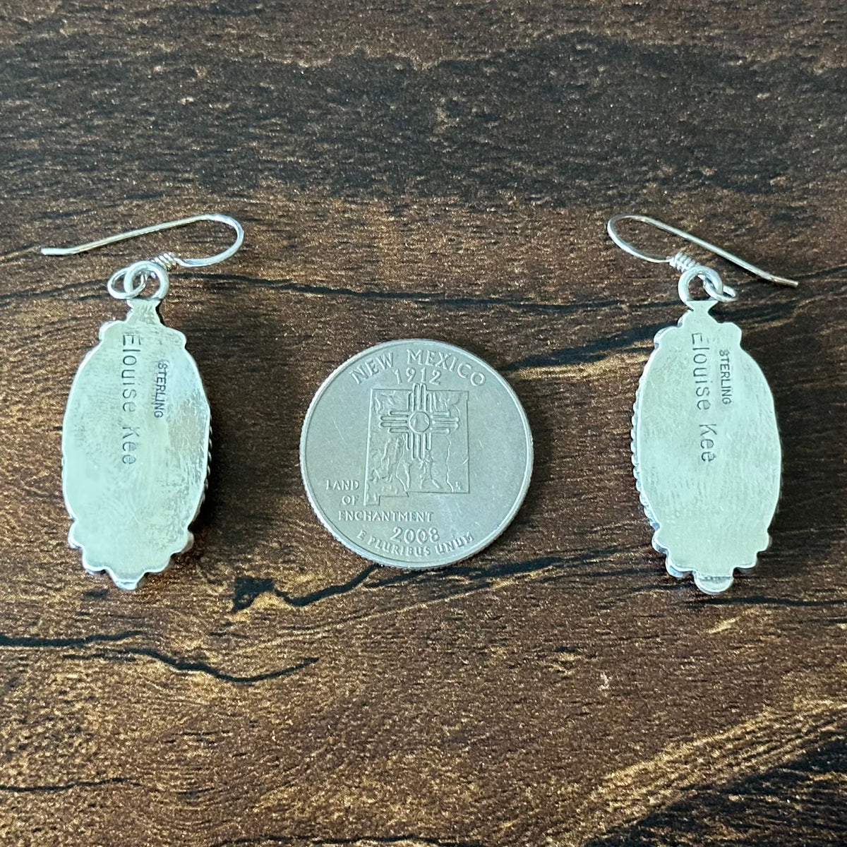 Navajo Elouise Kee Mine #8 Turquoise Sterling Twist Wire Raindrop Dangle Earrings