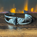 Running Bear Trading Onyx Sterling Raindrop Leaf Cuff