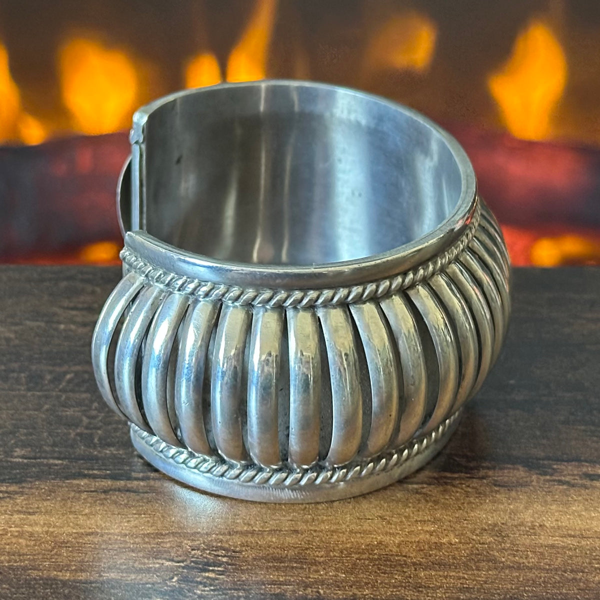 F Signed Sterling Twist Wire Statement Cuff