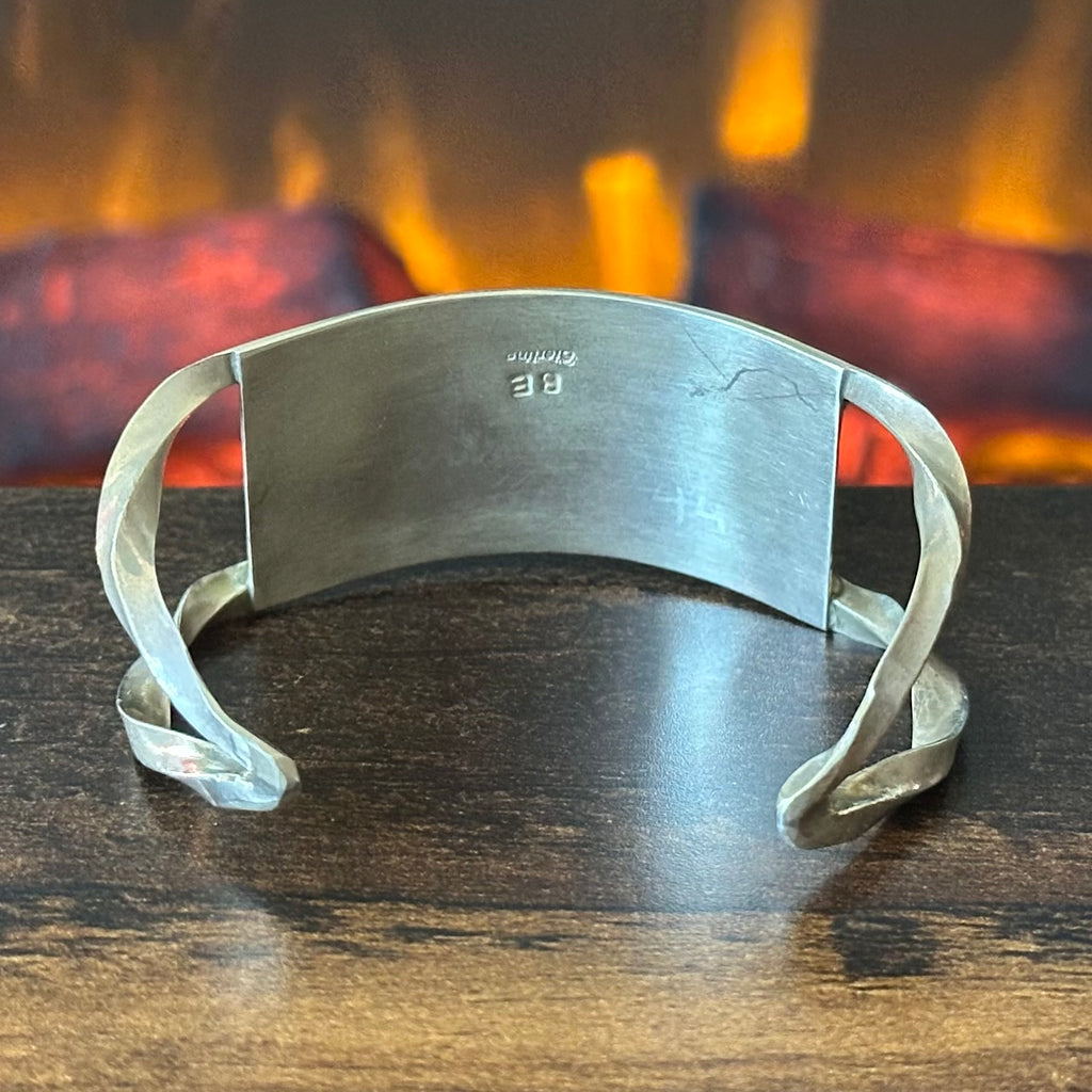 Navajo Brandon Etsitty Turquoise Sterling Twisted Shank Inlay Cuff