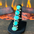 M Signed Sonoran Gold Turquoise 5 Stone Sterling Raindrop Ring