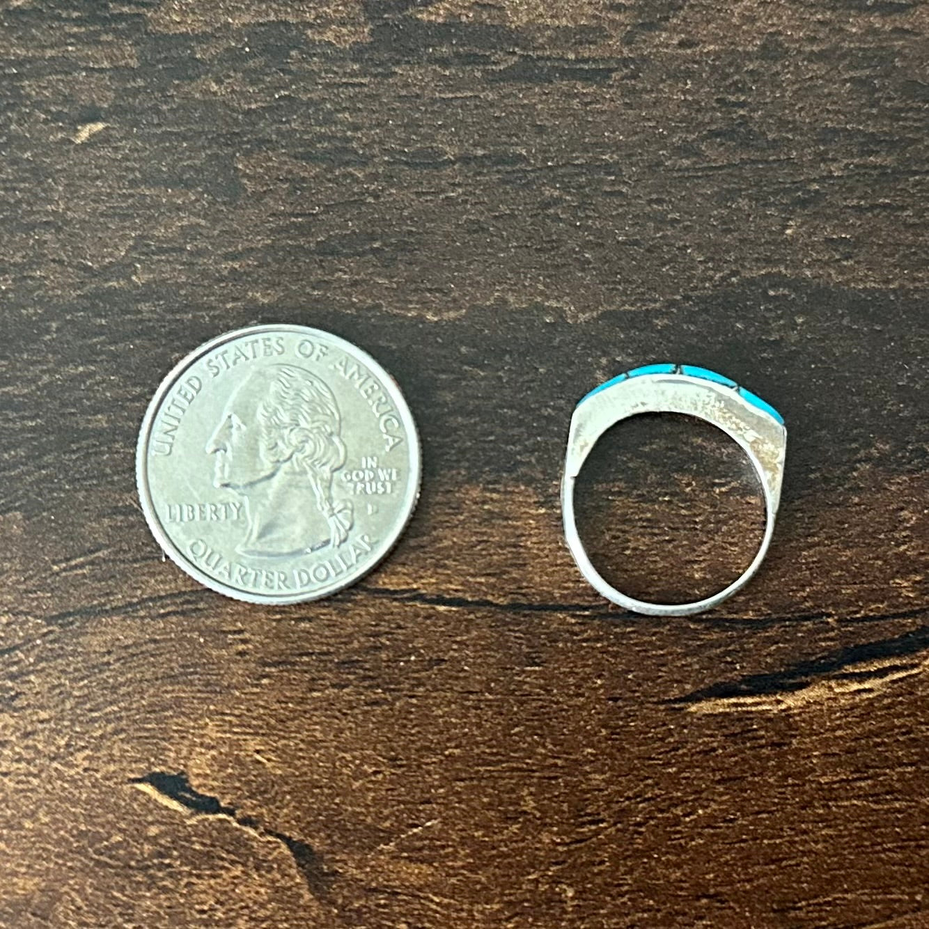 Turquoise 4 Stone Sterling Inlay Ring