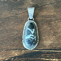 Navajo Donovan Skeets White Buffalo Sterling Twist Wire Bezel Oval Pendant