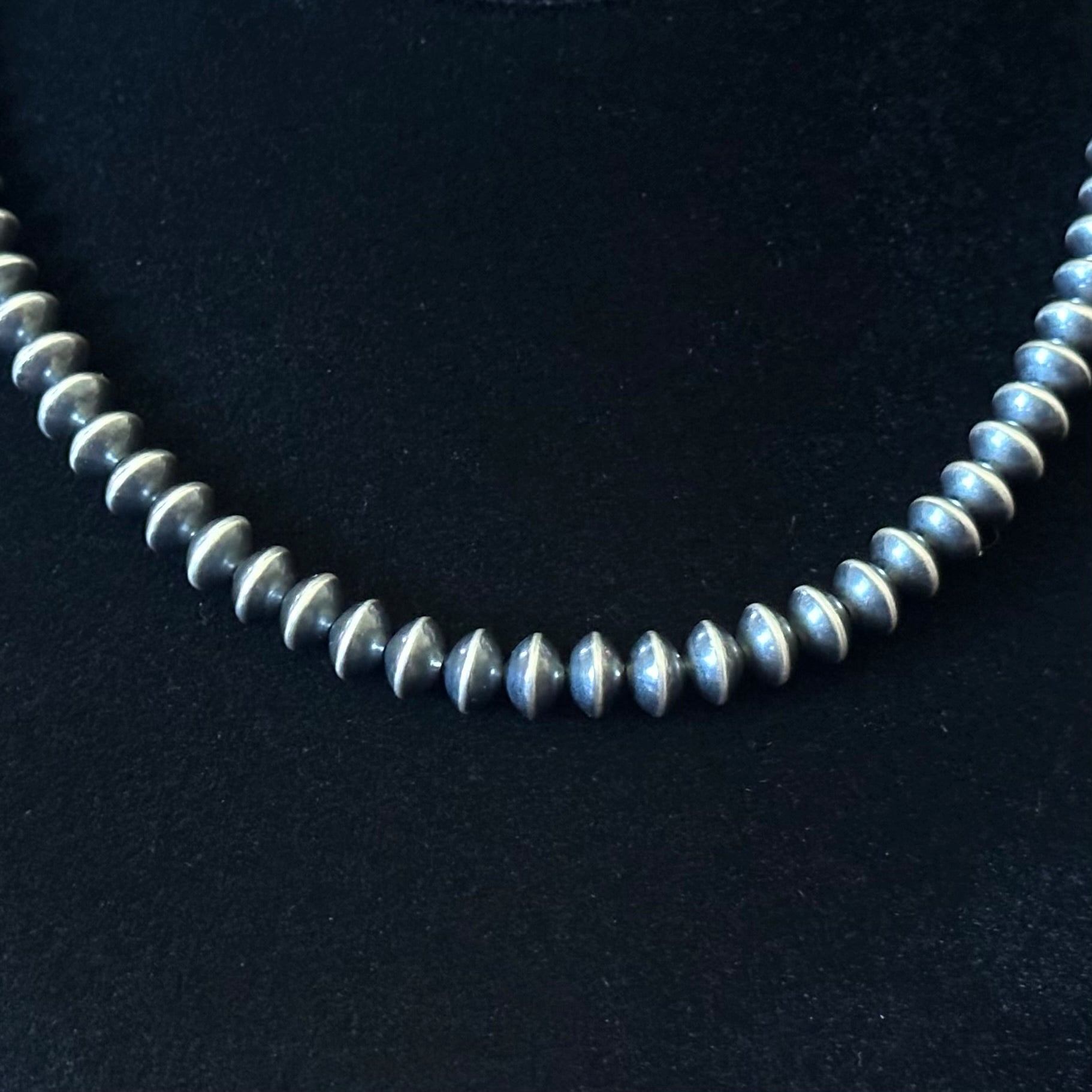 Oxidized Sterling Handmade Saucer Bead Necklace