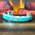 Navajo Steve Francisco Mine #8 Turquoise Sterling Wraparound Inlay Cuff