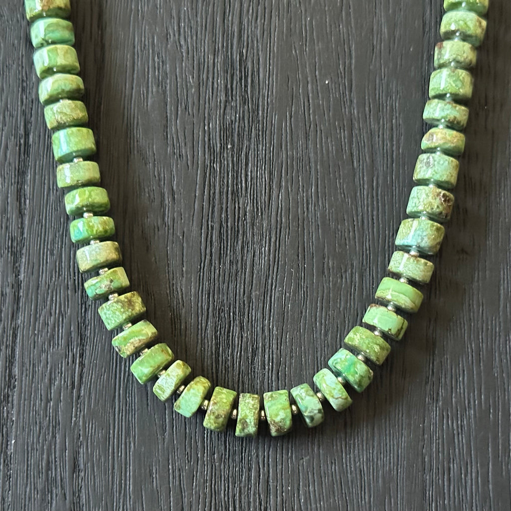 Sonoran Gold Turquoise Sterling Heishi-Style Beaded Necklace