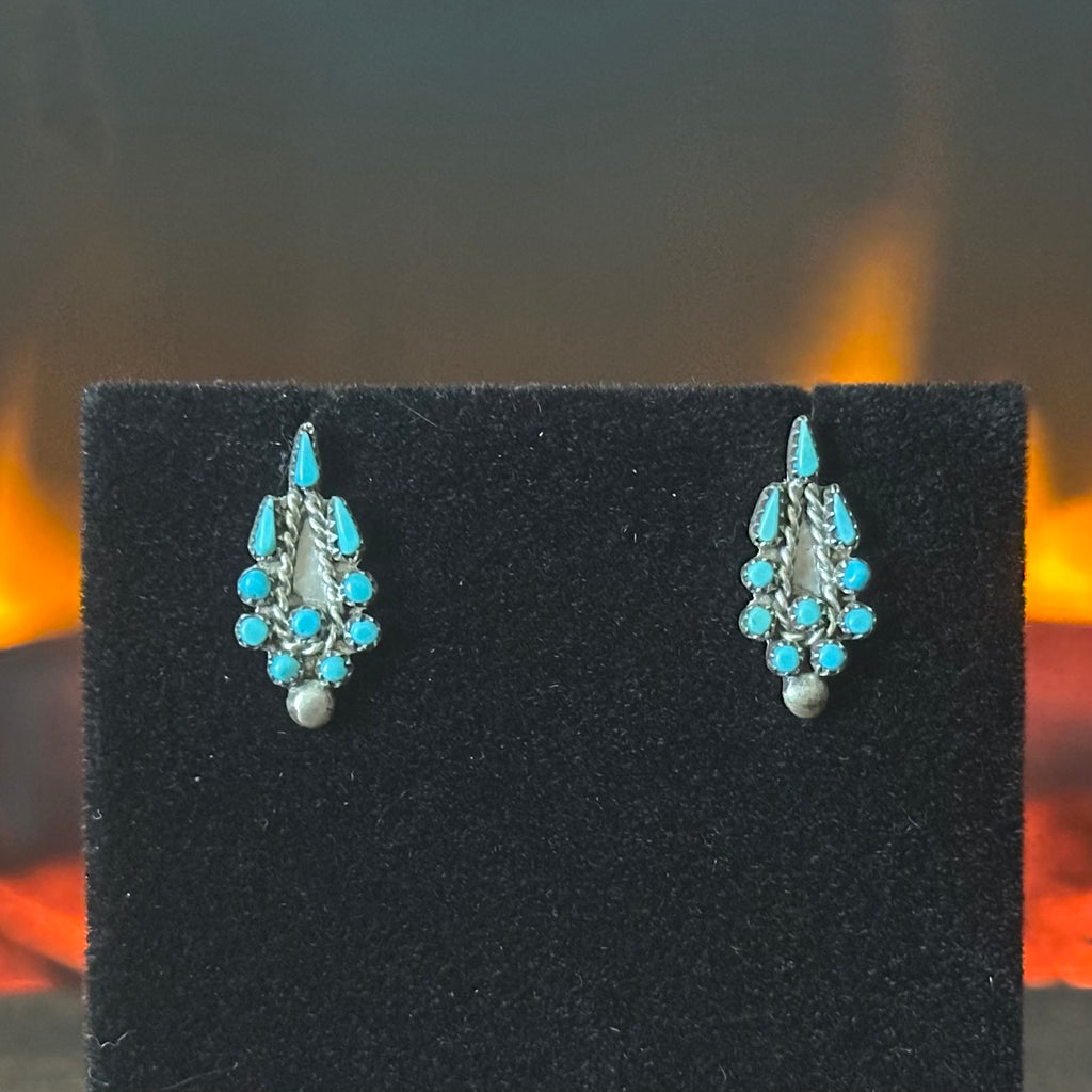 Turquoise 20 Stone Sterling Snake Eye Stud Earrings