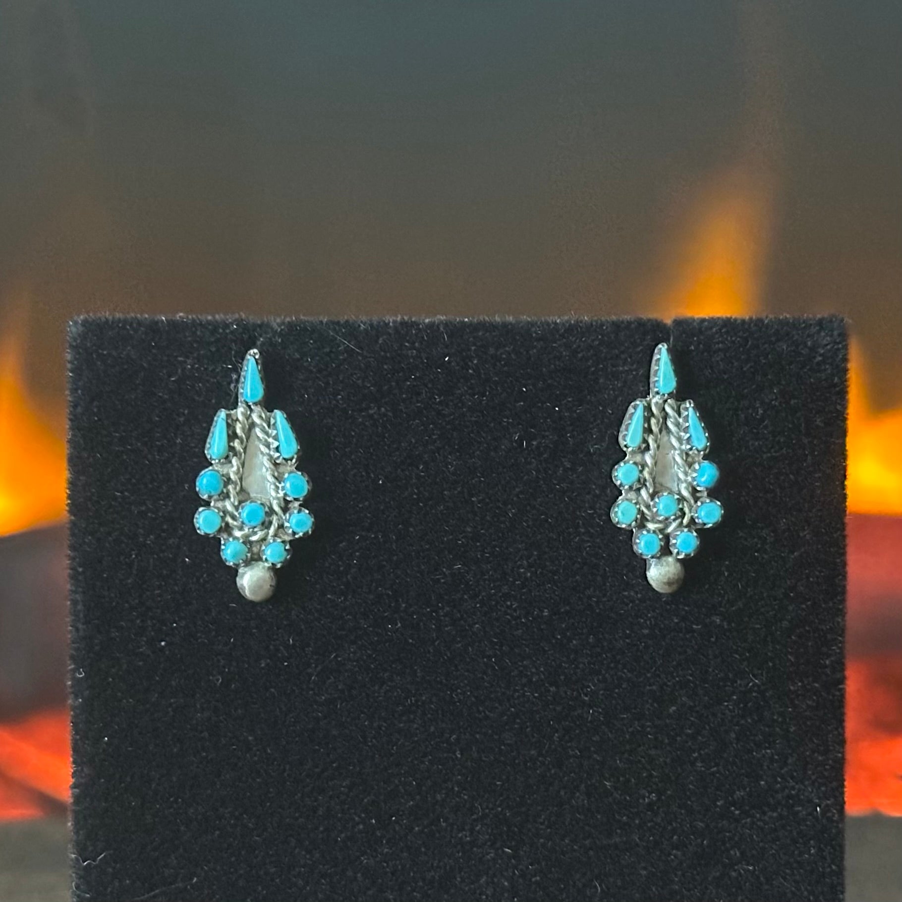 Turquoise 20 Stone Sterling Snake Eye Stud Earrings