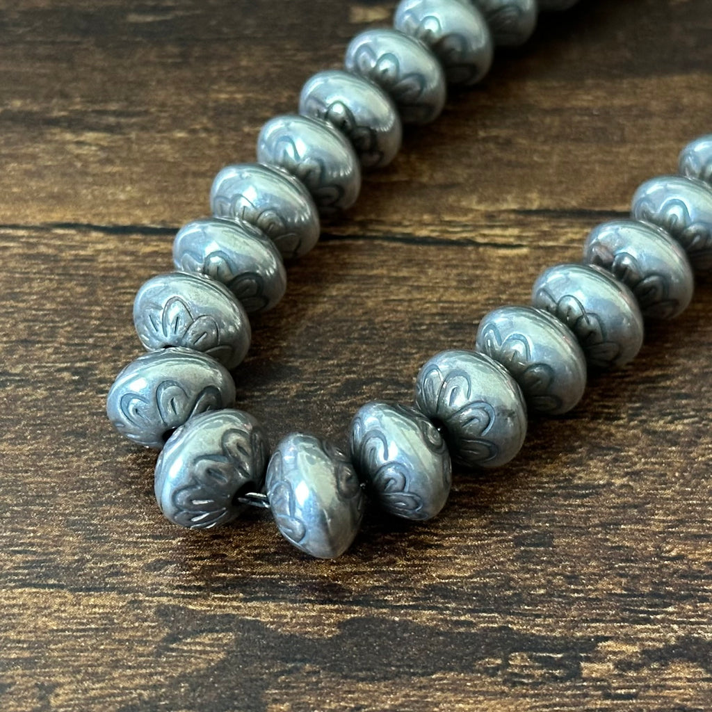 Vintage PY Signed Handmade Sterling Floral Stamped Pearls