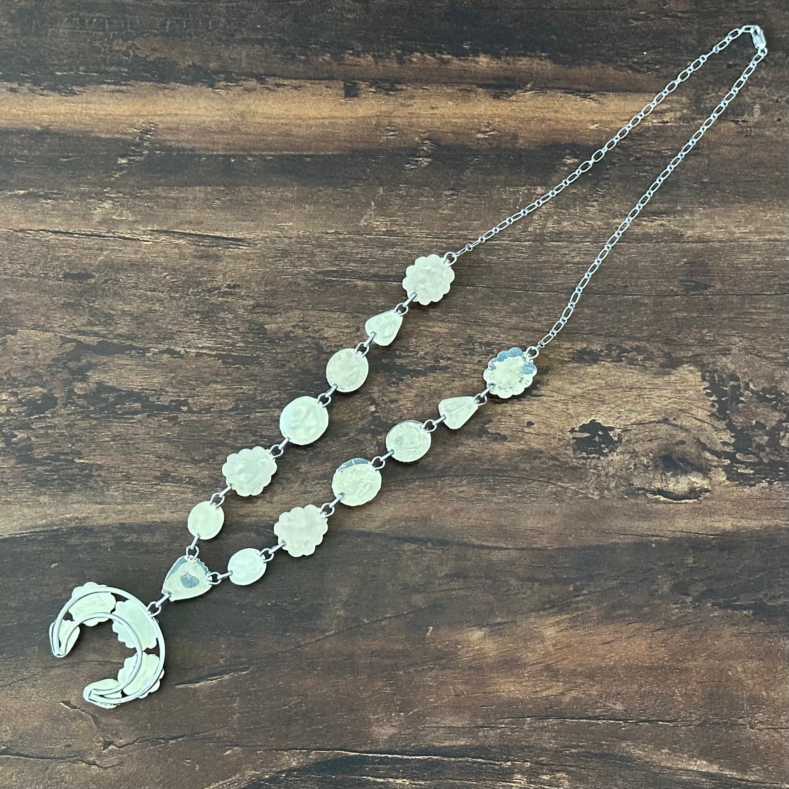 Running Bear Trading Spiny Oyster 18 Stone Sterling Hand Stamped Naja Statement Necklace