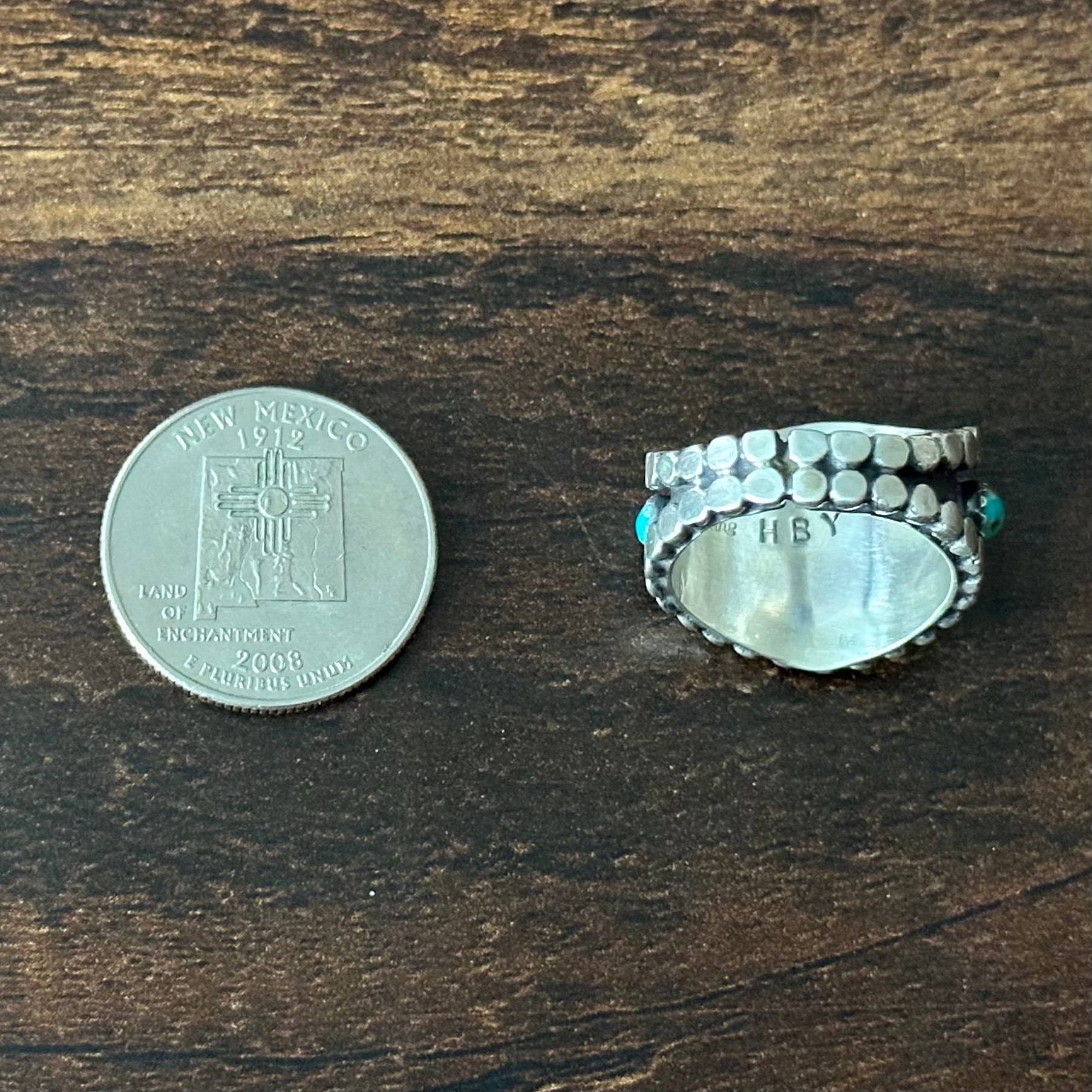 Navajo Harry B Yazzie Turquoise 10 Stone Sterling Cluster Raindrop Ring