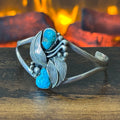 LA Signed Turquoise Sterling Raindrop Leaf Statement Cuff