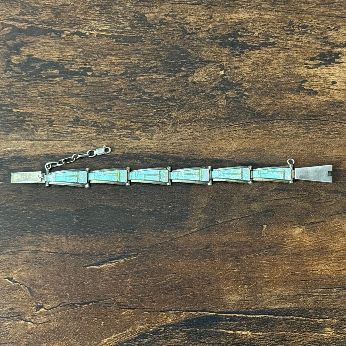 Navajo Irvin Kee Opal Sterling Inlay Link Bracelet