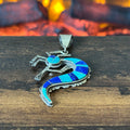 Turquoise Lapis Sterling Kokopelli Inlay Pendant
