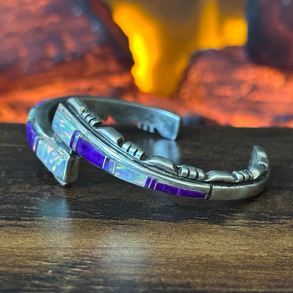 Sugilite Opal Sterling Crossover Inlay Cuff