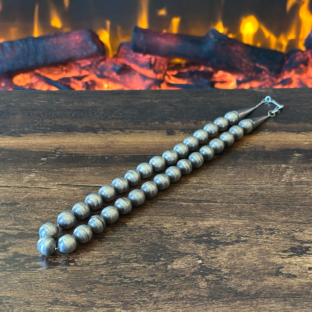 Vintage Hand Soldered Sterling Bench Bead Necklace