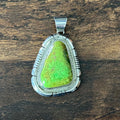 Navajo James Toadlena Gaspeite Sterling Twist Wire Bezel Statement Pendant