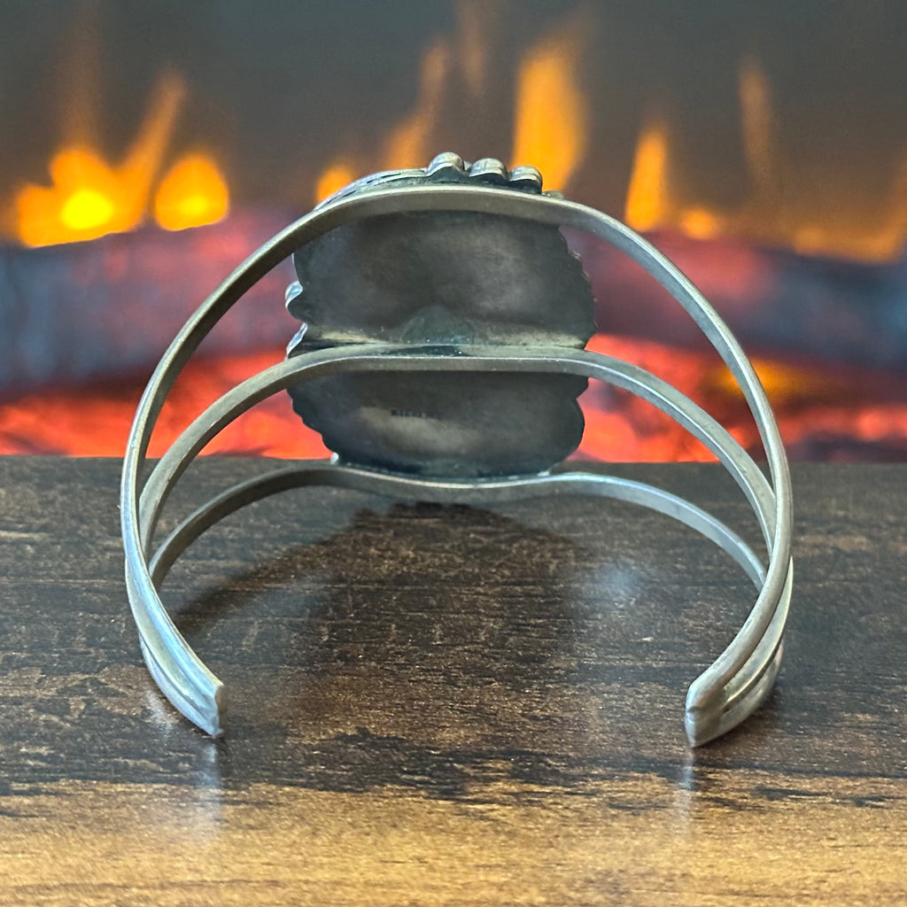 Turquoise Sterling Triple Shank Leaf Statement Cuff