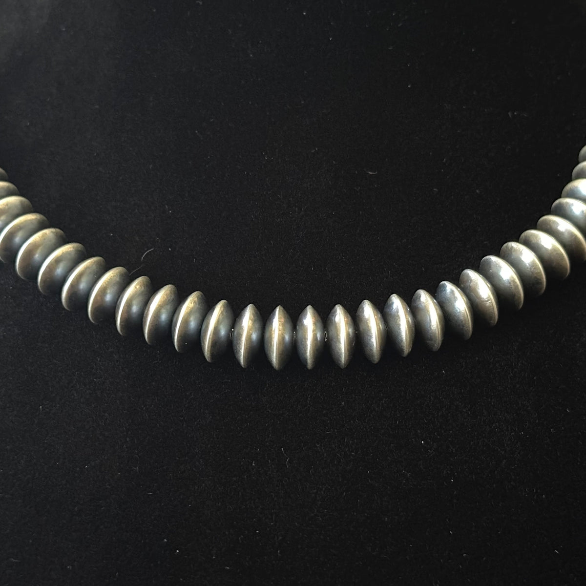 Navajo Bryannen Halwood Handmade Sterling Oxidized Saucer Beads