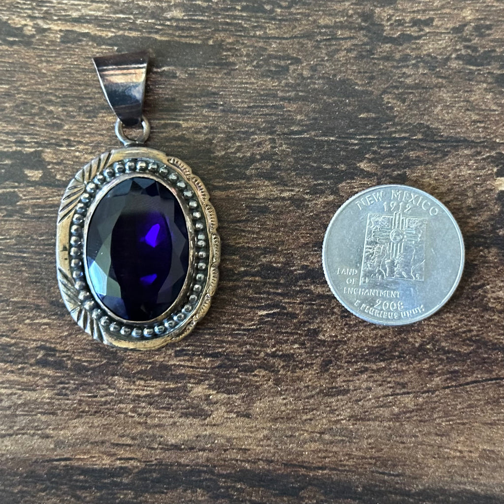 Lee Bennett Amethyst 12K Gold Filled Hand Stamped Sterling Pendant
