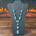 Running Bear Trading Turquoise 10 Stone Sterling Hand Stamped Twist Wire Bezel Lariat