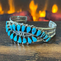 Running Bear Trading Turquoise 20 Stone Sterling Petite Point Abstract Statement Cuff