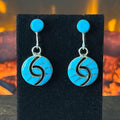 Zuni Amy Wesley Turquoise 20 Stone Sterling Hummingbird Inlay Dangle Earrings