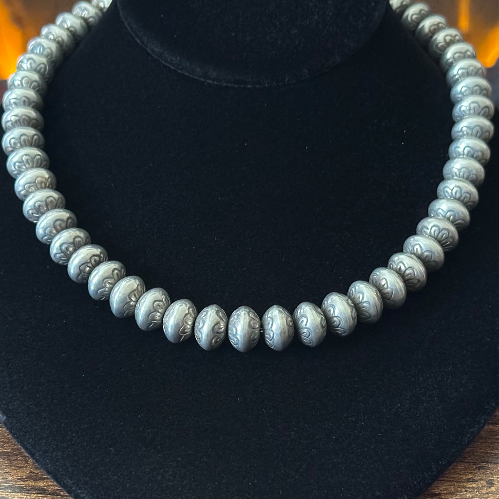 Vintage PY Signed Handmade Sterling Floral Stamped Pearls