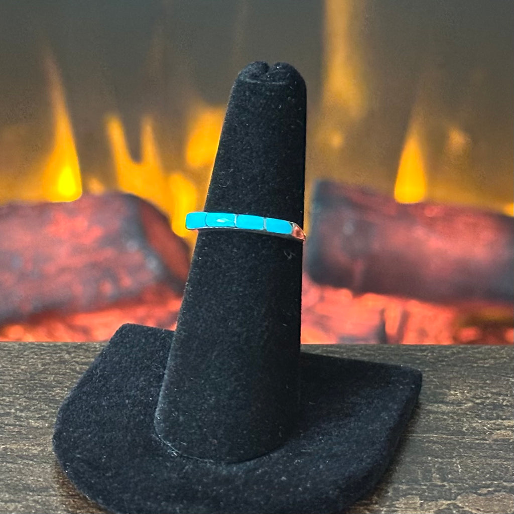 Turquoise 4 Stone Sterling Inlay Ring