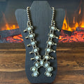 Vintage Mother of Pearl 17 Stone Sterling Twist Wire Raindrop Squash Blossom