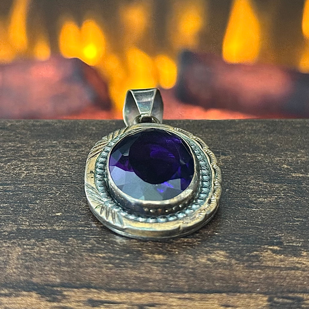 Lee Bennett Amethyst 12K Gold Filled Hand Stamped Sterling Pendant