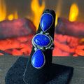 Navajo Anissa Martinez Lapis 3 Stone Sterling Raindrop Ring