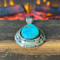 Navajo Tom Lewis Turquoise Sterling Teardrop Statement Pendant