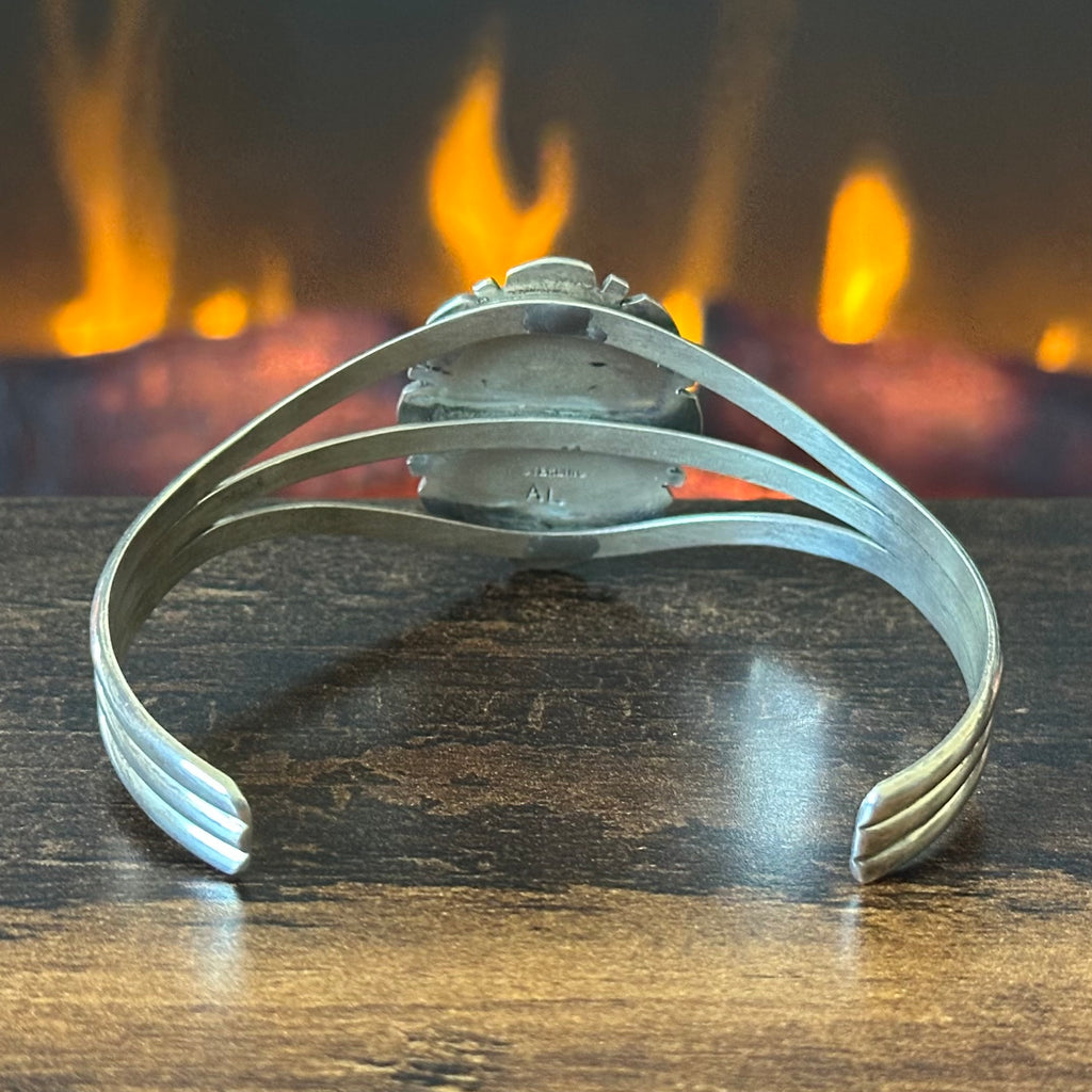 AL Signed Charoite Sterling Twist Hand Stamped Twist Wire Cuff
