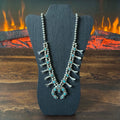 Turquoise 20 Stone Sterling Handmade Bead Twist Wire Bezel Squash Blossom