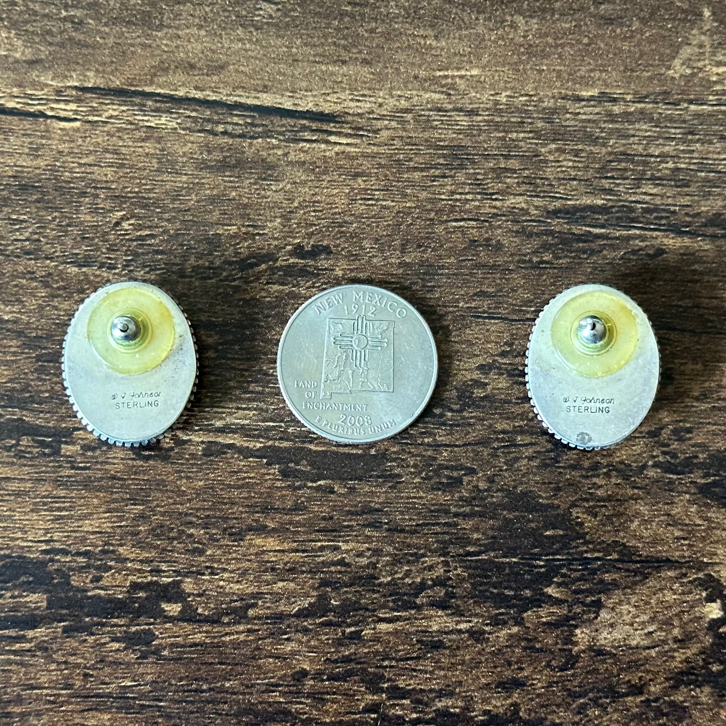 Navajo William G Johnson Lapis Sterling Shadowbox Stud Earrings