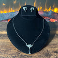 Running Bear Trading Onyx Sterling Raindrop Leaf Necklace Earrings Set