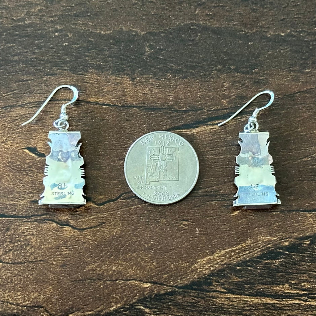 Navajo Steve Francisco Gaspeite Sterling Inlay Dangle Earrings