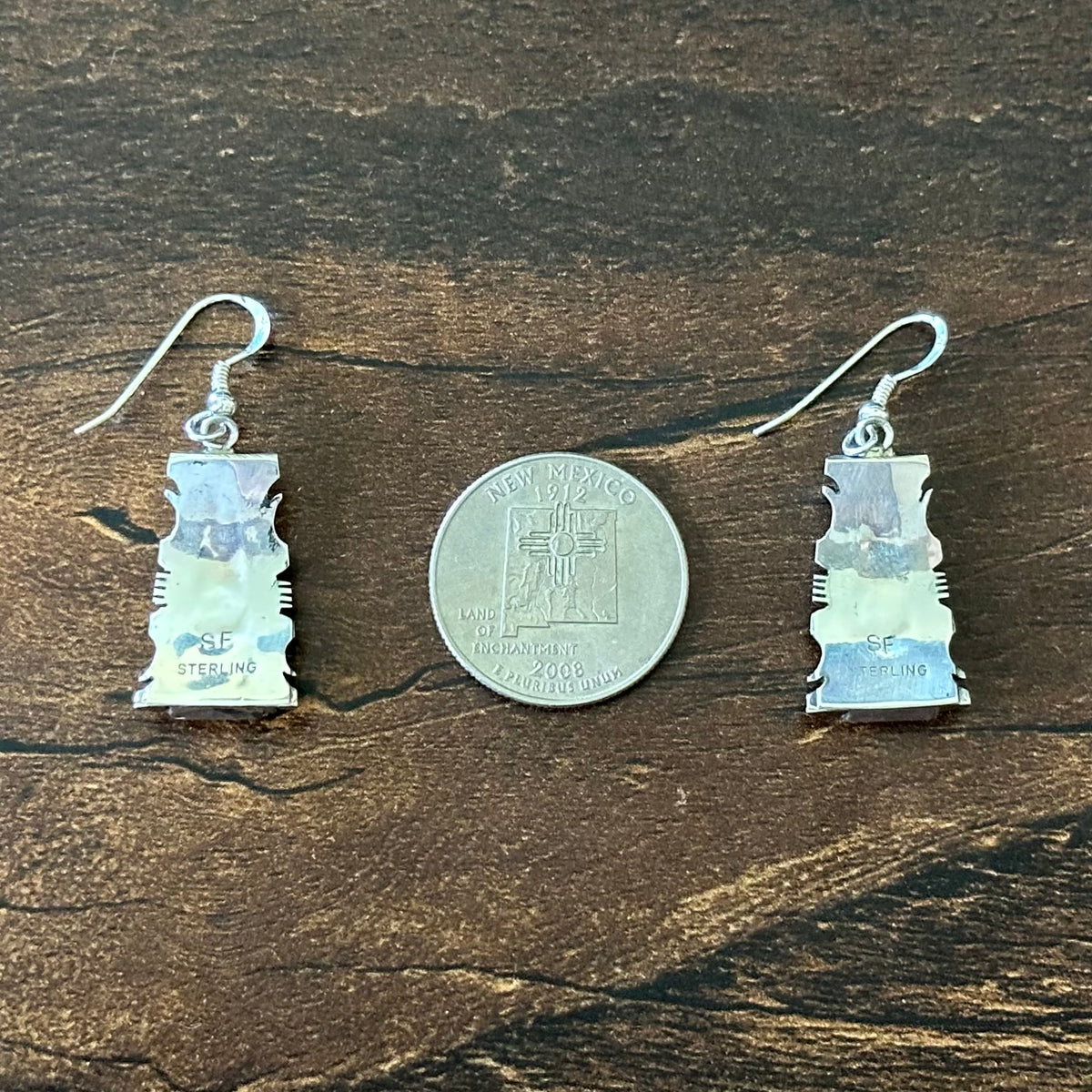 Navajo Steve Francisco Gaspeite Sterling Inlay Dangle Earrings